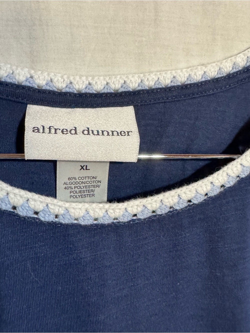 Alfred Dunner Navy Short Sleeve Top with White Anchor Accent - Picture 6 of 9